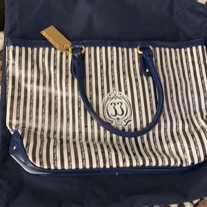 Club 33 blue and white striped purse